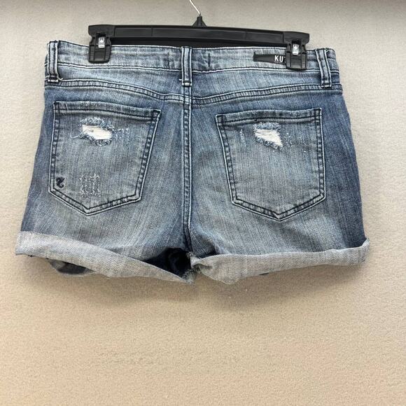 Kut from the Kloth Women's Blue The Madeline Boyfriend Shorts Size 4 Distressed - Picture 5 of 16